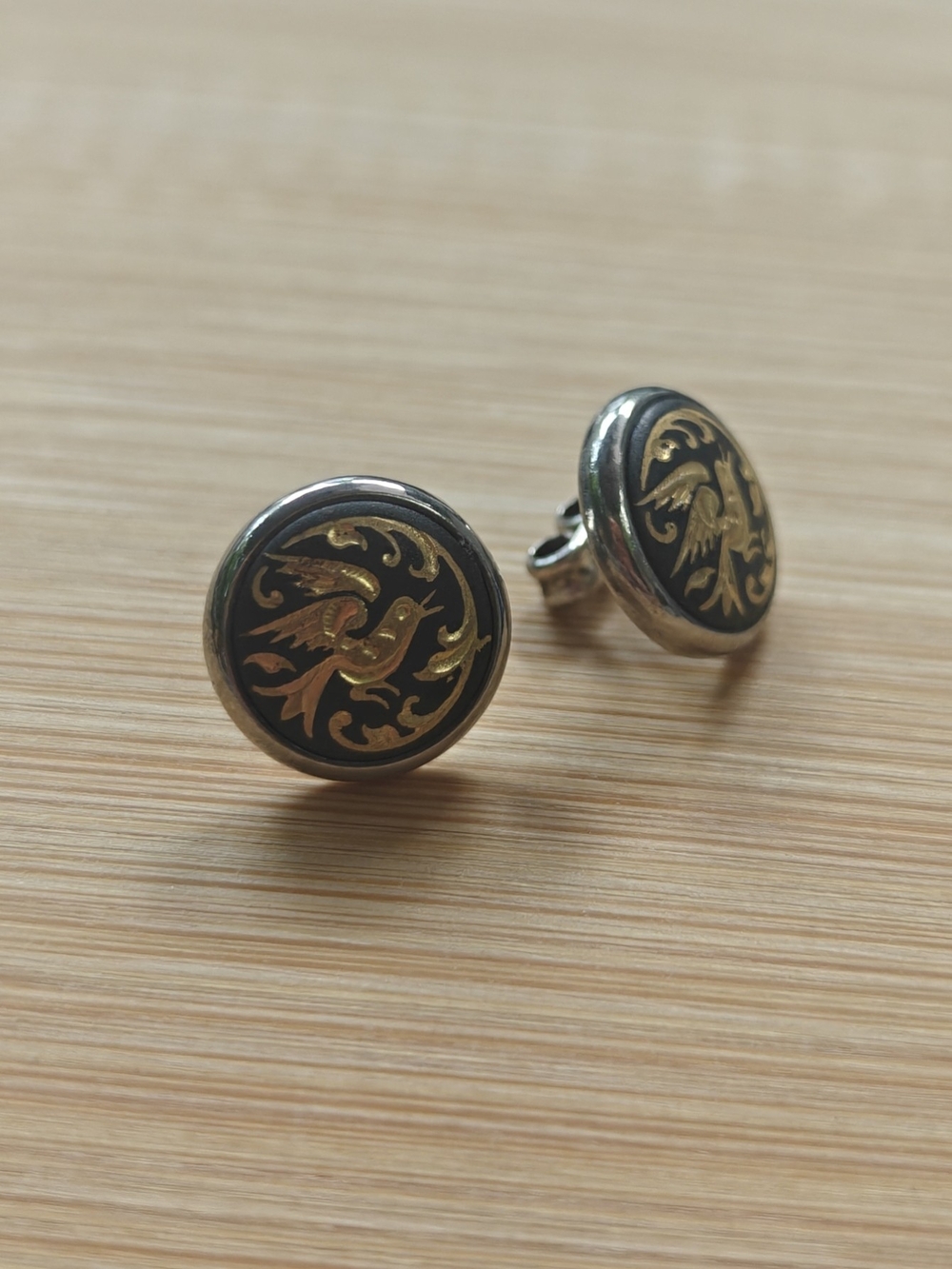 Vintage Toledo Damascene Earrings